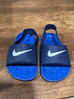 Nike Toddler Kawa SE Slide Sandals Blue/Void/White (Style: BV1094-404)